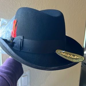 XL Scala Black Wool Godfather Hat